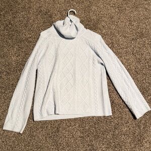 CeCe Light Blue Cable Knit Turtleneck Sweater